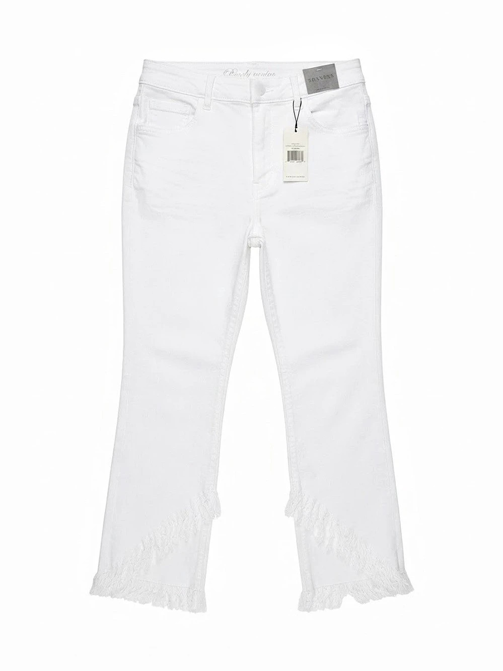 Ethyl Women's Fringe Hem Flare Jeans in White Size 8 NWT